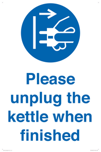 Please unplug the kettle when finished